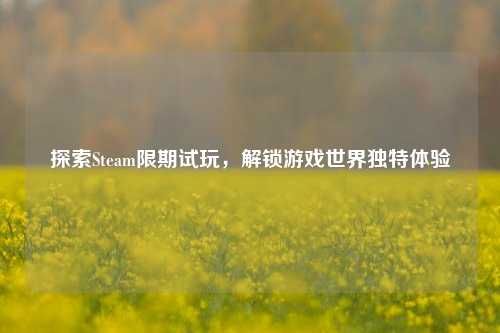 探索Steam限期试玩,解锁游戏世界独特体验