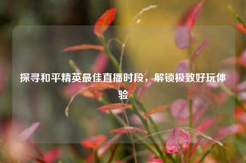 探寻和平精英更佳直播时段,解锁极致好玩体验