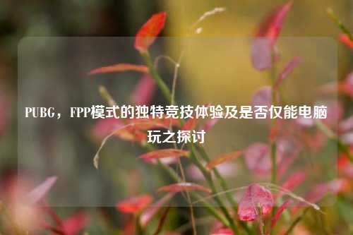 PUBG,FPP模式的独特竞技体验及是否仅能电脑玩之探讨