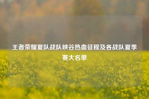 王者荣耀夏队战队峡谷热血征程及各战队夏季赛大名单