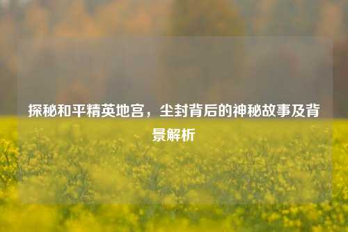 探秘和平精英地宫,尘封背后的神秘故事及背景解析