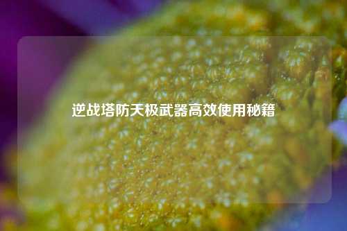 逆战塔防天极武器高效使用秘籍