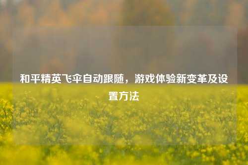 和平精英飞伞自动跟随,游戏体验新变革及设置