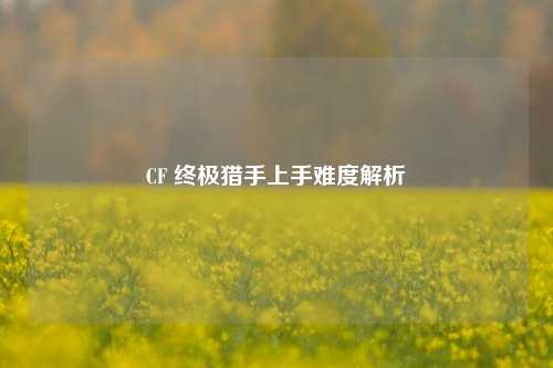 CF 终极猎手上手难度解析