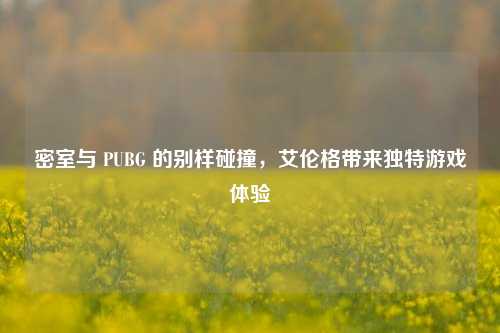 密室与 PUBG 的别样碰撞,艾伦格带来独特游戏体验