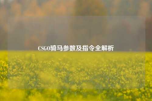 CSGO骑马参数及指令全解析