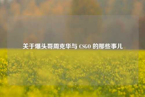 关于爆头哥周克华与 CSGO 的那些事儿