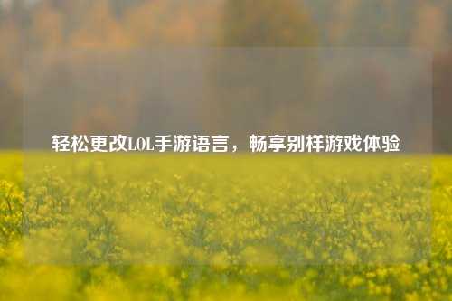 轻松更改LOL手游语言,畅享别样游戏体验