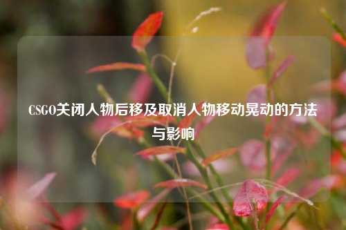 CSGO关闭人物后移及取消人物移动晃动的 与影响