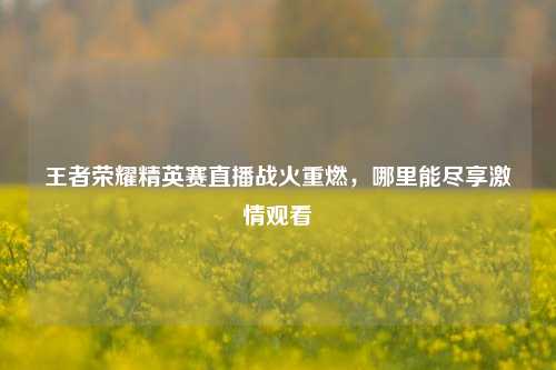 王者荣耀精英赛直播战火重燃,哪里能尽享 观看