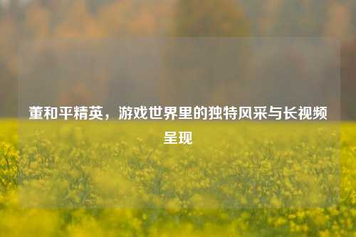 董和平精英,游戏世界里的独特风采与长视频呈现