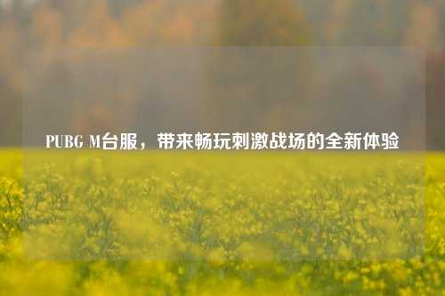 PUBG M台服,带来畅玩 战场的全新体验