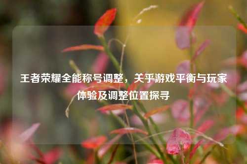王者荣耀全能称号调整,关乎游戏平衡与玩家体验及调整位置探寻