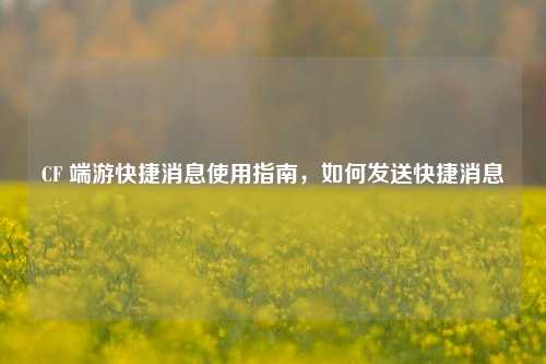 CF 端游快捷消息使用指南,如何发送快捷消息