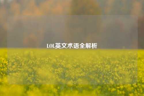 LOL英文术语全解析