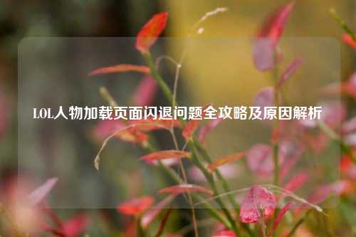 LOL人物加载页面闪退问题全攻略及原因解析