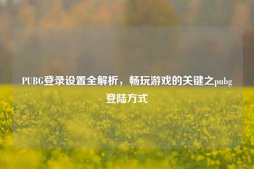 PUBG登录设置全解析,畅玩游戏的关键之pubg登陆方式