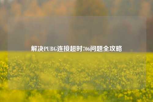 解决PUBG连接超时706问题全攻略