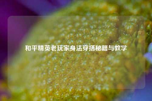 和平精英老玩家身法穿搭秘籍与教学