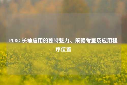 PUBG 长袖应用的独特魅力、策略考量及应用程序位置