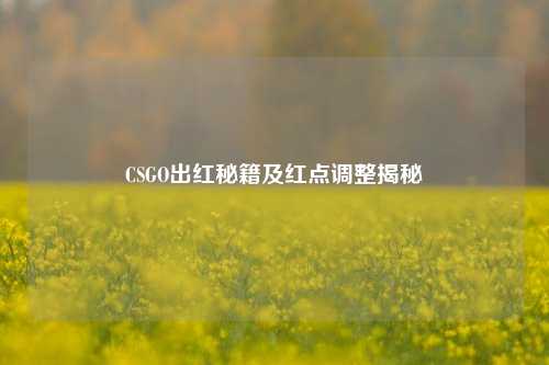 CSGO出红秘籍及红点调整揭秘