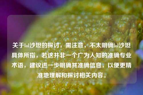 关于lol沙坦的探讨,需注意,不太明确lol沙坦具体所指,若这并非一个广为人知的准确专业术语,建议进一步明确其准确信息,以便更精准地理解和探讨相关内容。