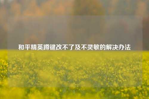 和平精英蹲键改不了及不灵敏的解决办法
