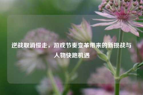 逆战取消慢走,游戏节奏变革带来的新挑战与人物快跑机遇